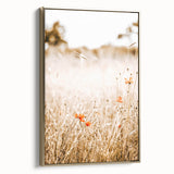 Farmhouse Wall Art - Delicate Poppies in Golden Field Rustic Style Print