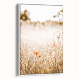 Farmhouse Wall Art - Delicate Poppies in Golden Field Rustic Style Print