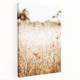 Farmhouse Wall Art - Delicate Poppies in Golden Field Rustic Style Print