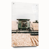 Farmhouse Wall Art - Wheat Harvest with Tractor for Rustic Country Decor