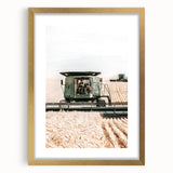 Farmhouse Wall Art - Wheat Harvest with Tractor for Rustic Country Decor