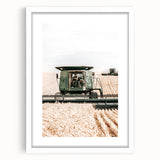 Farmhouse Wall Art - Wheat Harvest with Tractor for Rustic Country Decor