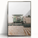 Farmhouse Wall Art - Wheat Harvest with Tractor for Rustic Country Decor