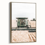 Farmhouse Wall Art - Wheat Harvest with Tractor for Rustic Country Decor