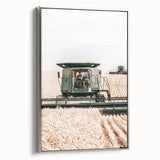 Farmhouse Wall Art - Wheat Harvest with Tractor for Rustic Country Decor