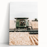 Farmhouse Wall Art - Wheat Harvest with Tractor for Rustic Country Decor