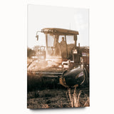 Farmhouse Wall Art - Harvest Tractor in Field for Rustic Country Decor
