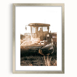 Farmhouse Wall Art - Harvest Tractor in Field for Rustic Country Decor
