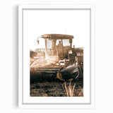 Farmhouse Wall Art - Harvest Tractor in Field for Rustic Country Decor