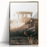 Farmhouse Wall Art - Harvest Tractor in Field for Rustic Country Decor