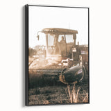 Farmhouse Wall Art - Harvest Tractor in Field for Rustic Country Decor