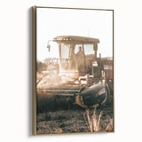 Farmhouse Wall Art - Harvest Tractor in Field for Rustic Country Decor