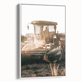 Farmhouse Wall Art - Harvest Tractor in Field for Rustic Country Decor