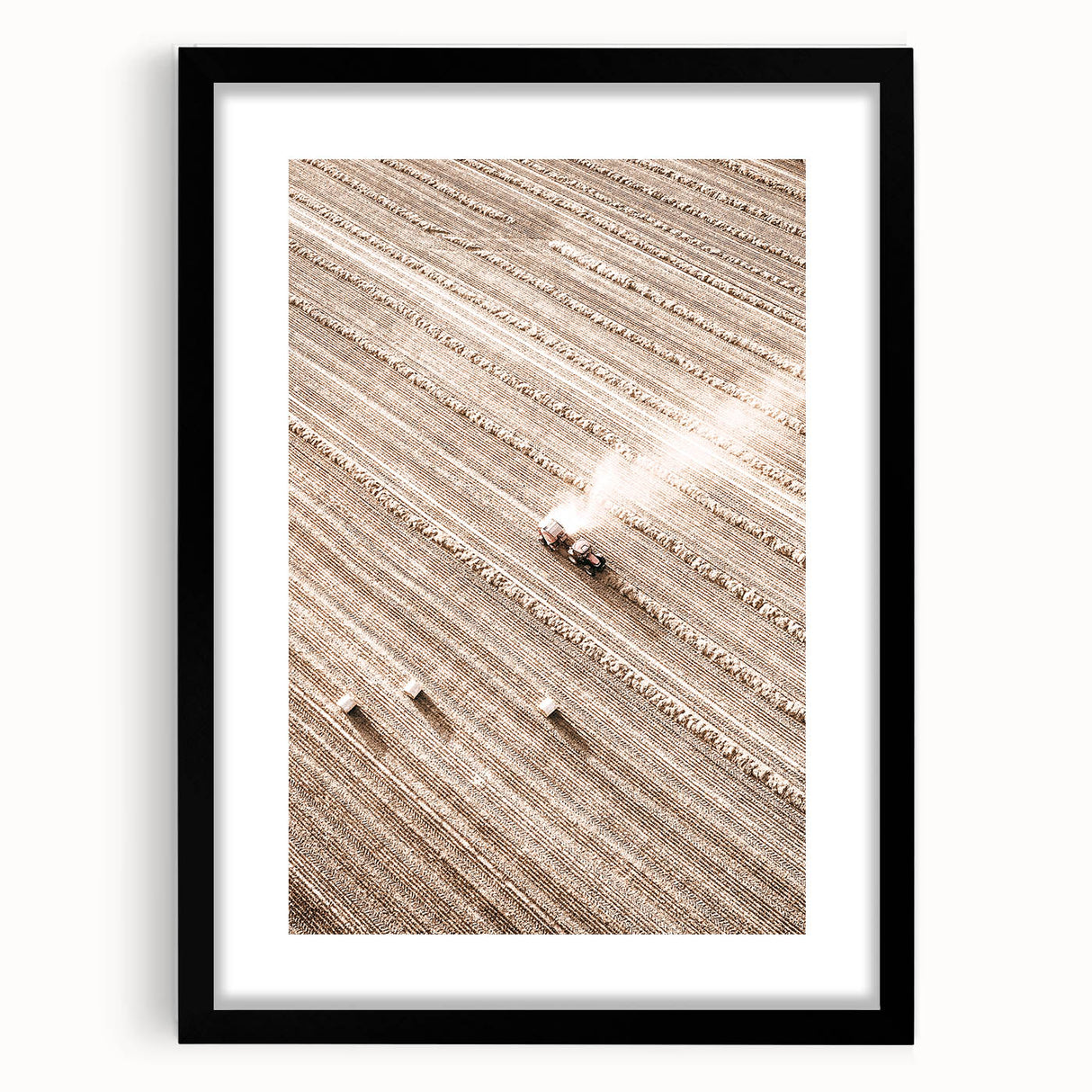 Farmhouse Wall Art - Aerial View of Harvested Field for Rustic Decor