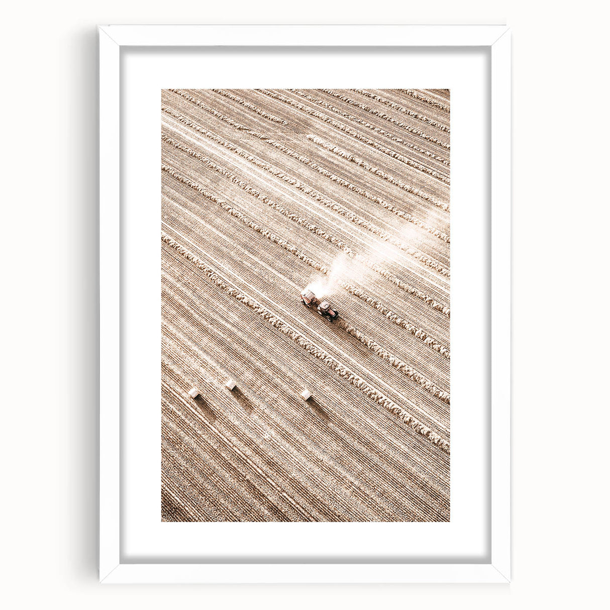 Farmhouse Wall Art - Aerial View of Harvested Field for Rustic Decor