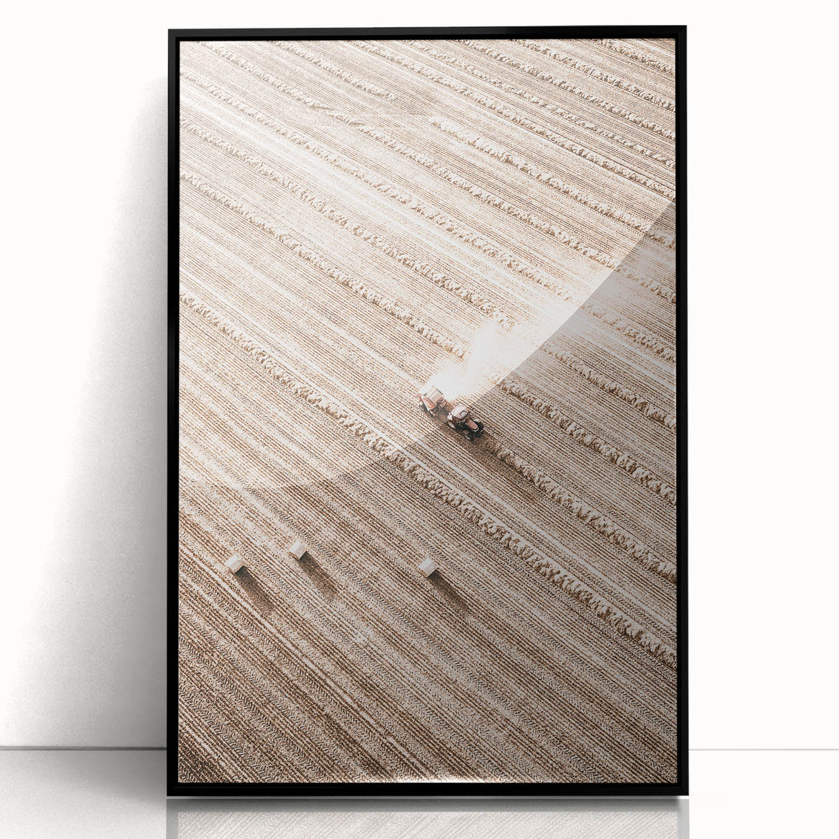 Farmhouse Wall Art - Aerial View of Harvested Field for Rustic Decor