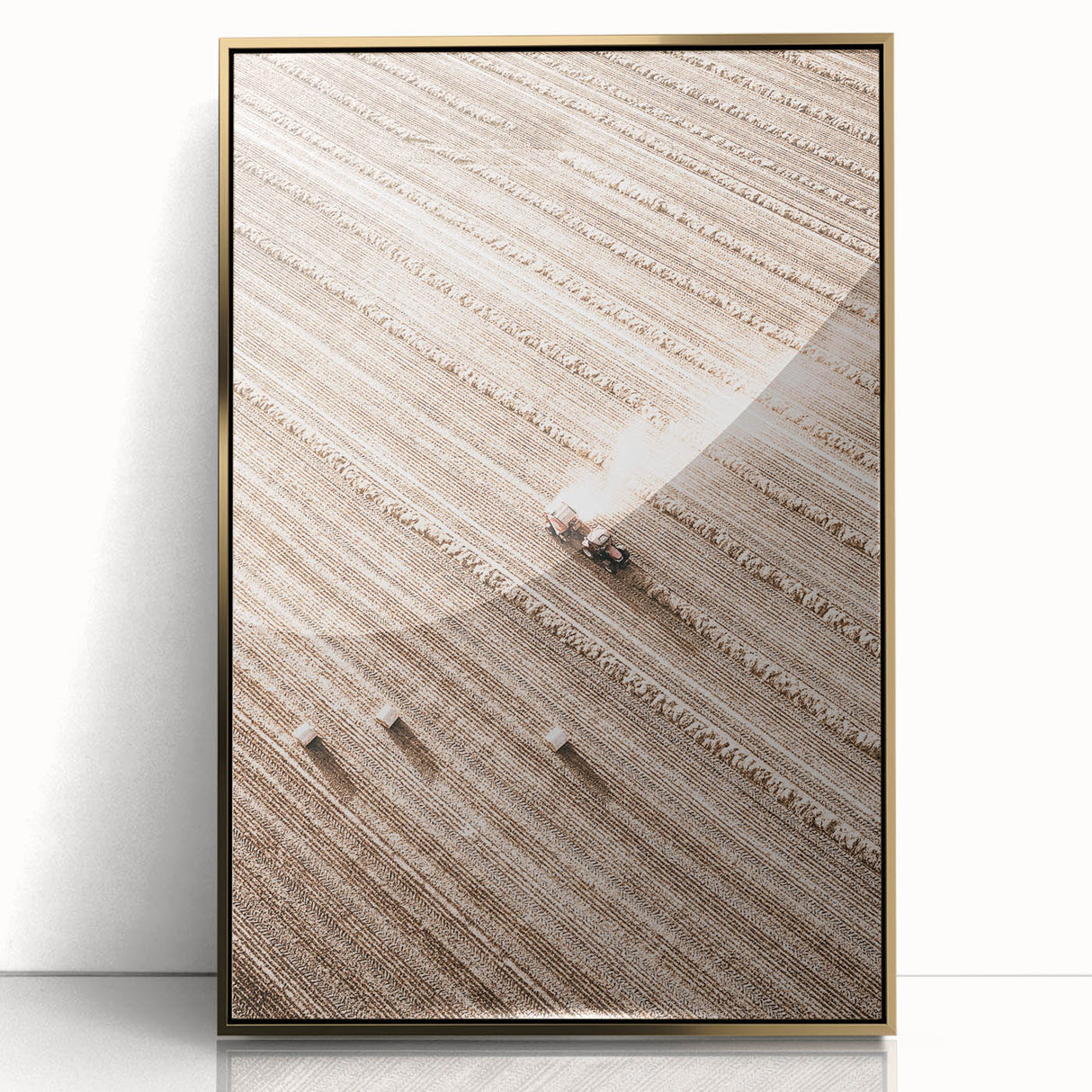 Farmhouse Wall Art - Aerial View of Harvested Field for Rustic Decor