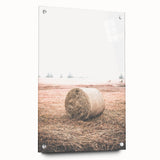 Farmhouse Wall Art - Rustic Hay Bale in Field for Country Style Decor
