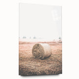 Farmhouse Wall Art - Rustic Hay Bale in Field for Country Style Decor