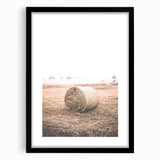 Farmhouse Wall Art - Rustic Hay Bale in Field for Country Style Decor