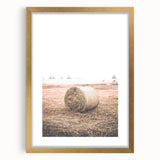 Farmhouse Wall Art - Rustic Hay Bale in Field for Country Style Decor