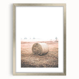 Farmhouse Wall Art - Rustic Hay Bale in Field for Country Style Decor