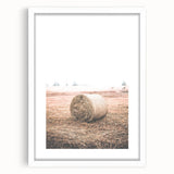 Farmhouse Wall Art - Rustic Hay Bale in Field for Country Style Decor