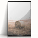 Farmhouse Wall Art - Rustic Hay Bale in Field for Country Style Decor