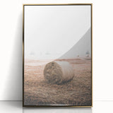 Farmhouse Wall Art - Rustic Hay Bale in Field for Country Style Decor