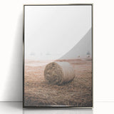 Farmhouse Wall Art - Rustic Hay Bale in Field for Country Style Decor
