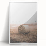 Farmhouse Wall Art - Rustic Hay Bale in Field for Country Style Decor