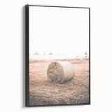 Farmhouse Wall Art - Rustic Hay Bale in Field for Country Style Decor
