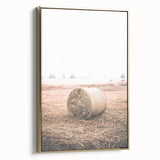 Farmhouse Wall Art - Rustic Hay Bale in Field for Country Style Decor