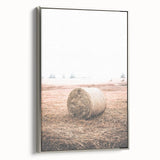 Farmhouse Wall Art - Rustic Hay Bale in Field for Country Style Decor