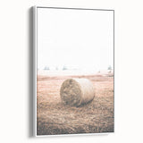 Farmhouse Wall Art - Rustic Hay Bale in Field for Country Style Decor