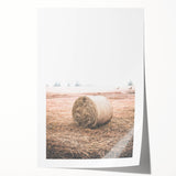 Farmhouse Wall Art - Rustic Hay Bale in Field for Country Style Decor
