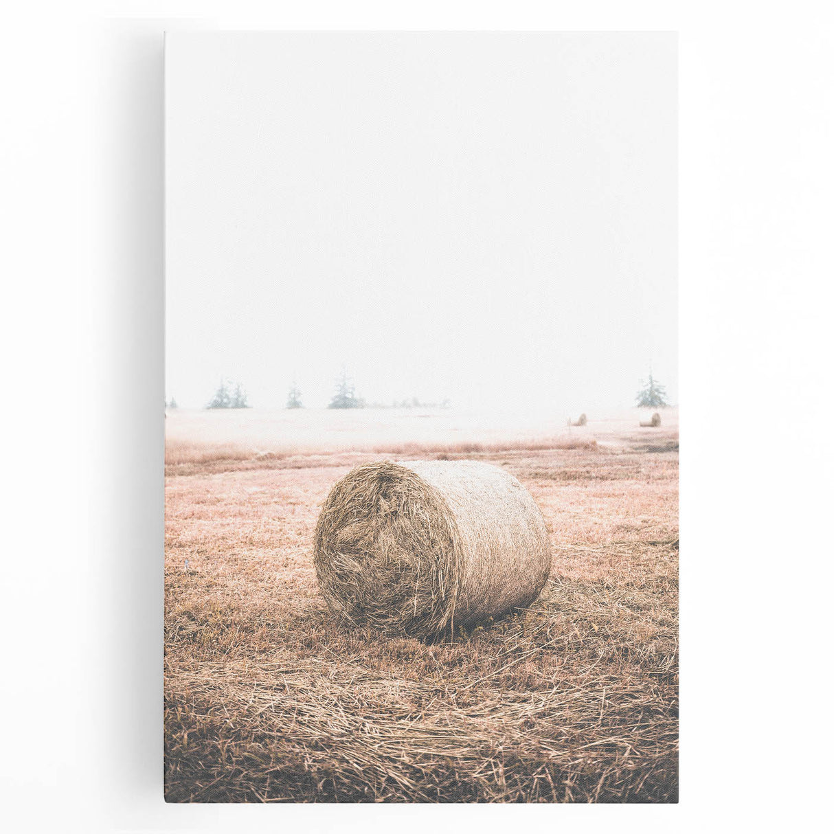 Farmhouse Wall Art - Rustic Hay Bale in Field for Country Style Decor