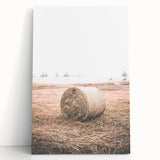 Farmhouse Wall Art - Rustic Hay Bale in Field for Country Style Decor