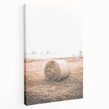 Farmhouse Wall Art - Rustic Hay Bale in Field for Country Style Decor