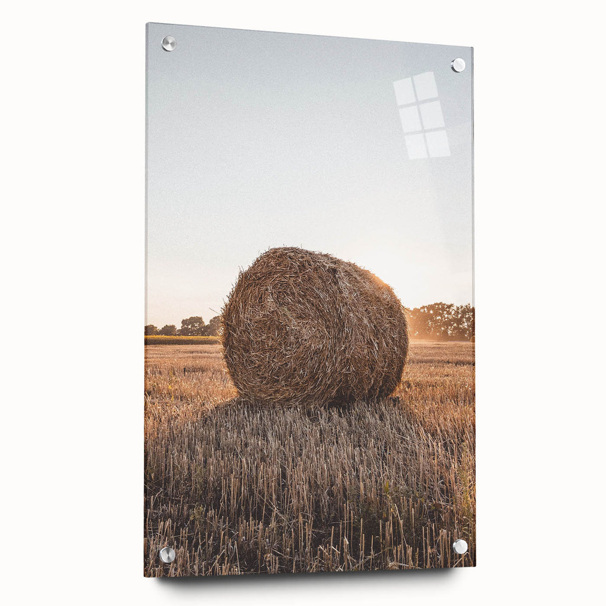 Farmhouse Wall Art - Hay Bale at Sunset for Rustic Country Decor