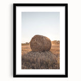 Farmhouse Wall Art - Hay Bale at Sunset for Rustic Country Decor