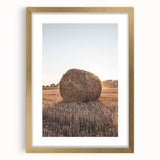 Farmhouse Wall Art - Hay Bale at Sunset for Rustic Country Decor