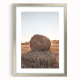 Farmhouse Wall Art - Hay Bale at Sunset for Rustic Country Decor
