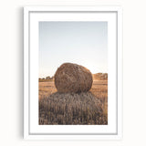 Farmhouse Wall Art - Hay Bale at Sunset for Rustic Country Decor