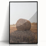 Farmhouse Wall Art - Hay Bale at Sunset for Rustic Country Decor