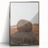 Farmhouse Wall Art - Hay Bale at Sunset for Rustic Country Decor