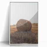 Farmhouse Wall Art - Hay Bale at Sunset for Rustic Country Decor