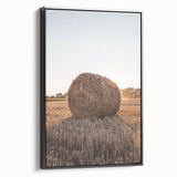 Farmhouse Wall Art - Hay Bale at Sunset for Rustic Country Decor