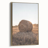 Farmhouse Wall Art - Hay Bale at Sunset for Rustic Country Decor