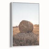 Farmhouse Wall Art - Hay Bale at Sunset for Rustic Country Decor